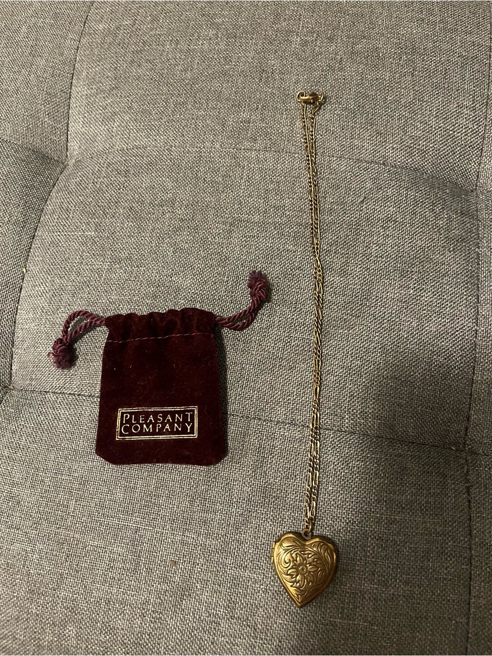 American Girl Gold Heart Locket Necklace - Brass VINTAGE